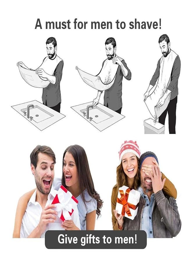 Elcaro Beard Bib Apron Beard Catcher for Shaving and Trimming, Grooming Cape Apron Catcher, Non-Stick Beard Cape Shaving Cloth, Best Beard Trimming Gift for Men - White - Image 5